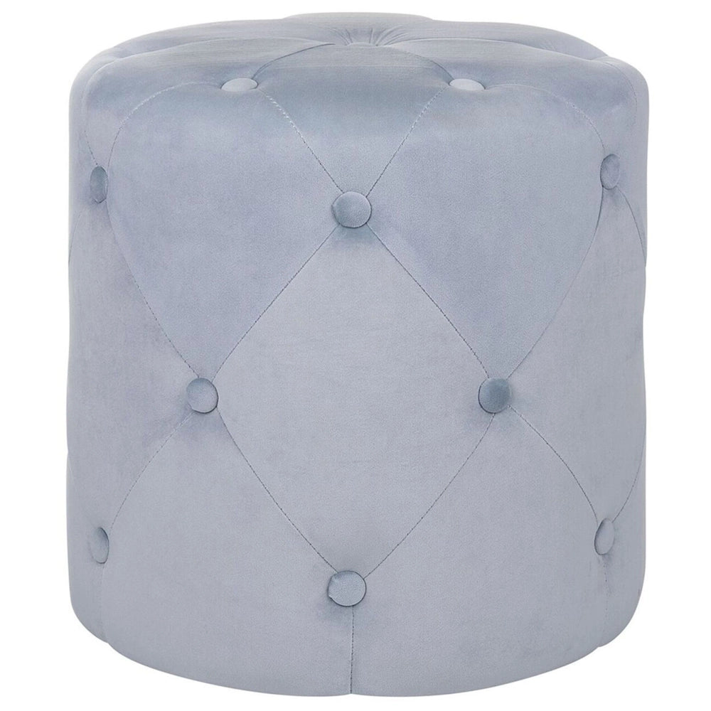 Pouf ottomana rotondo trapuntato grigio chiaro Pouf trapuntato Chesterfield