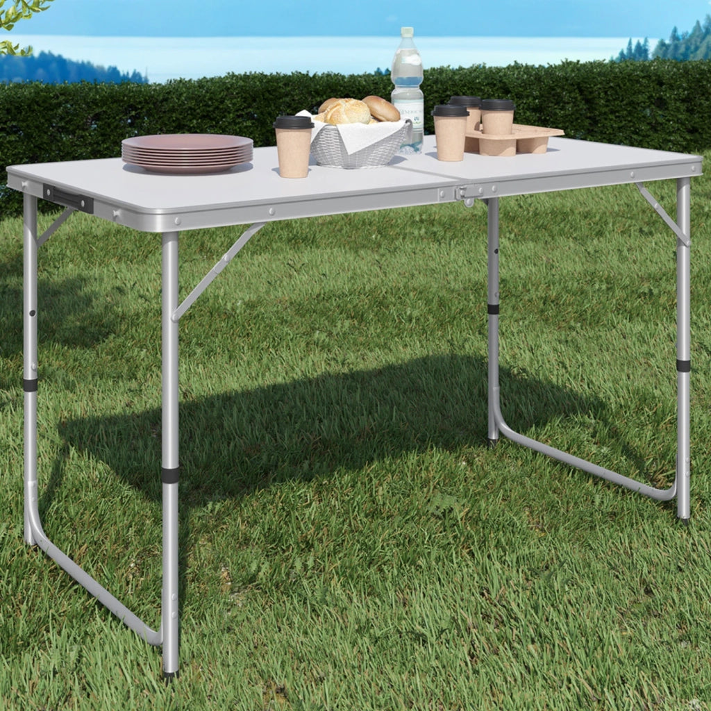 IDMarket - Tavolo da campeggio pieghevole regolabile in altezza da 120 cm