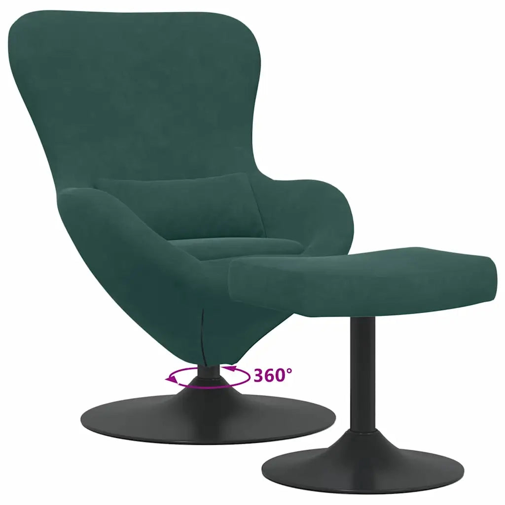 Sedia Egg con Pouf Verde Scuro Velluto 42002746