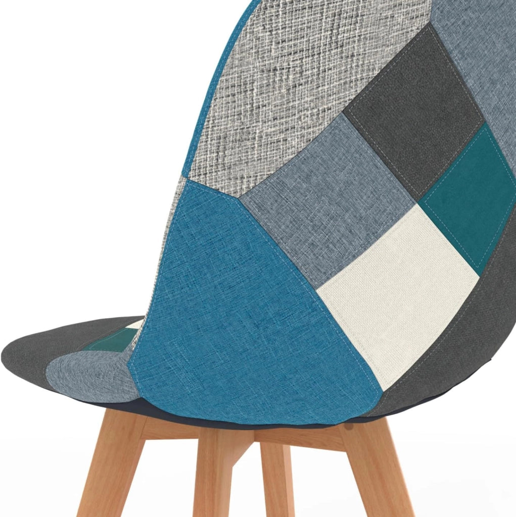 Set di 2 sedie da pranzo scandinavo con motivo patchwork blu SARA