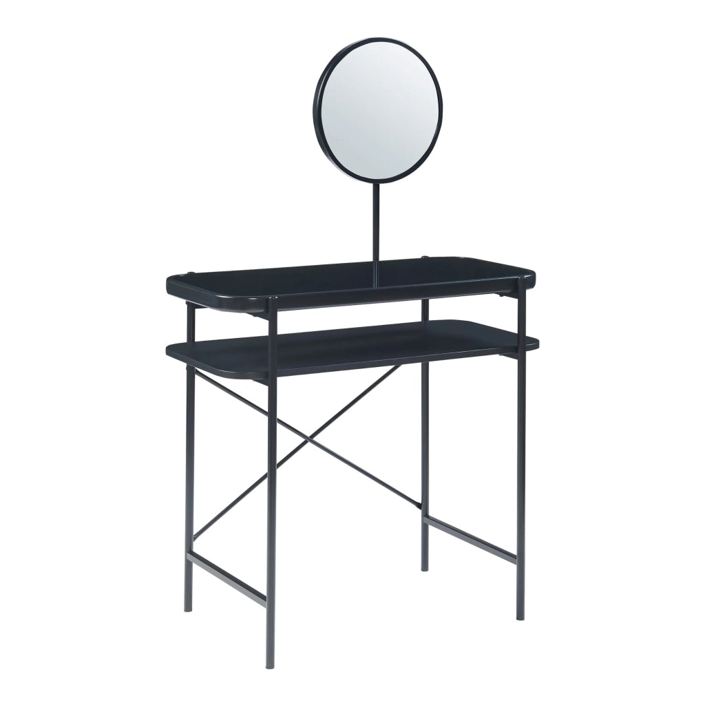 Toletta in acciaio e vetro 129 x 80 x 44 cm nero 03_0009288
