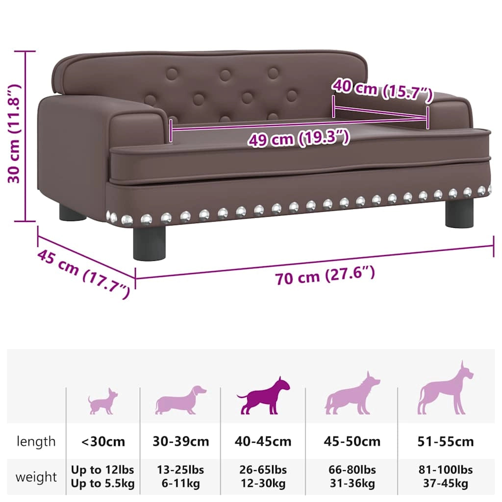 Divano letto per cani comodo 70 x 45 x 30 cm in similpelle marrone 02_0042826