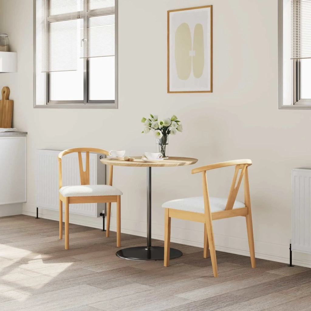 Sedia da pranzo 2 pcs Naturale e chiaro Legno di gomma solido