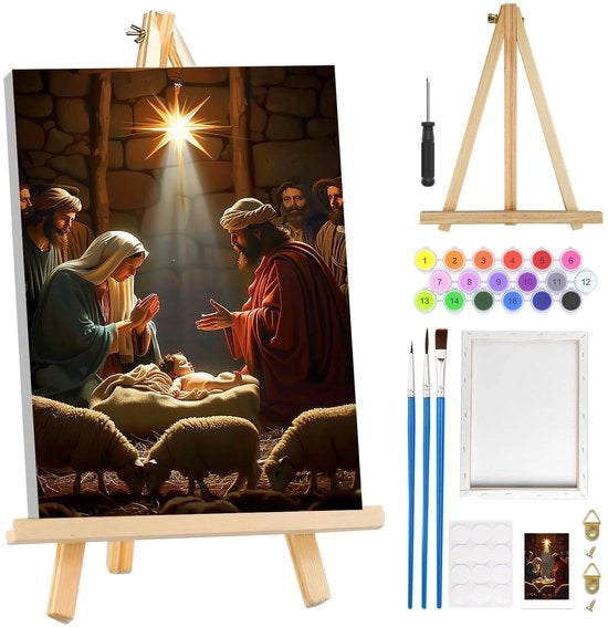 Kit di pittura per adulti - pennello con cornice - tela 20 x 30 cm - arte fai da te - disegno facile