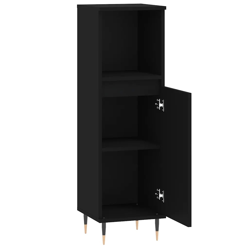 Armadietto da Bagno | Armadio da bagno Nero 30x30x100 cm in Legno Multistrato
