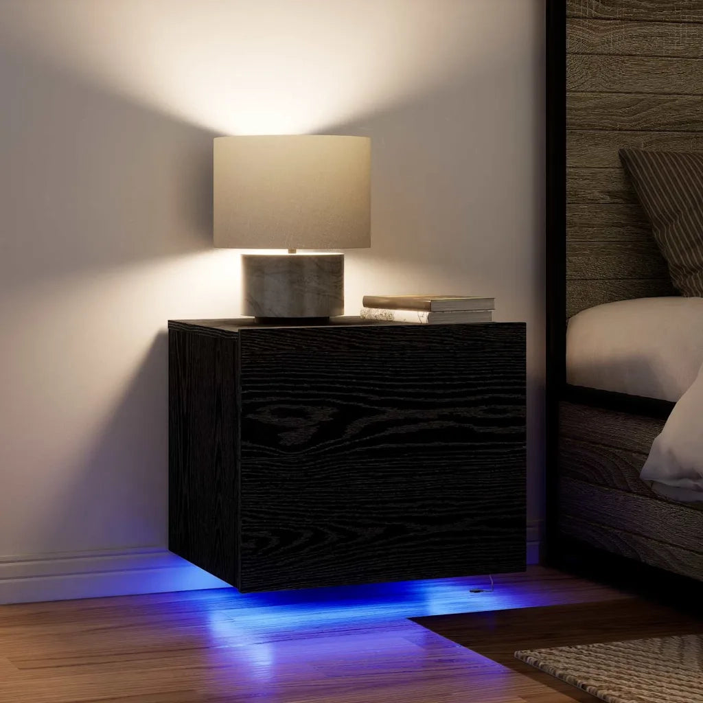 Set di 2 Comodini | Armadio da Notte | Mobiletto da notte con cassetto Rovere Nero 50 x 39 x 41 cm