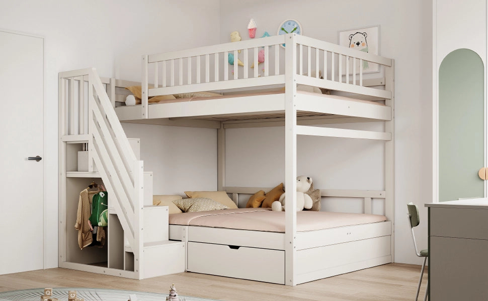 Letto a castello funzione salvaspazio legno bianco 140x200 cm