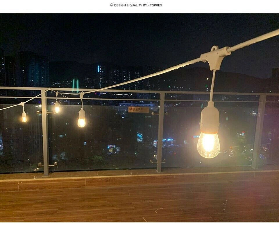 Catena di Luci Catenaria Luminosa Corda 10 Mt con Portalampada E27 Cavo Bianco