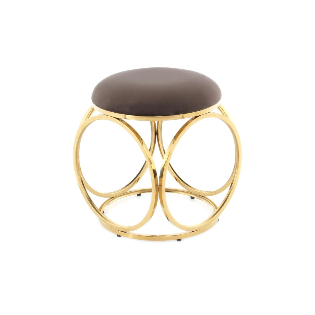 Pouf Whitney 300 in velluto taupe e struttura oro