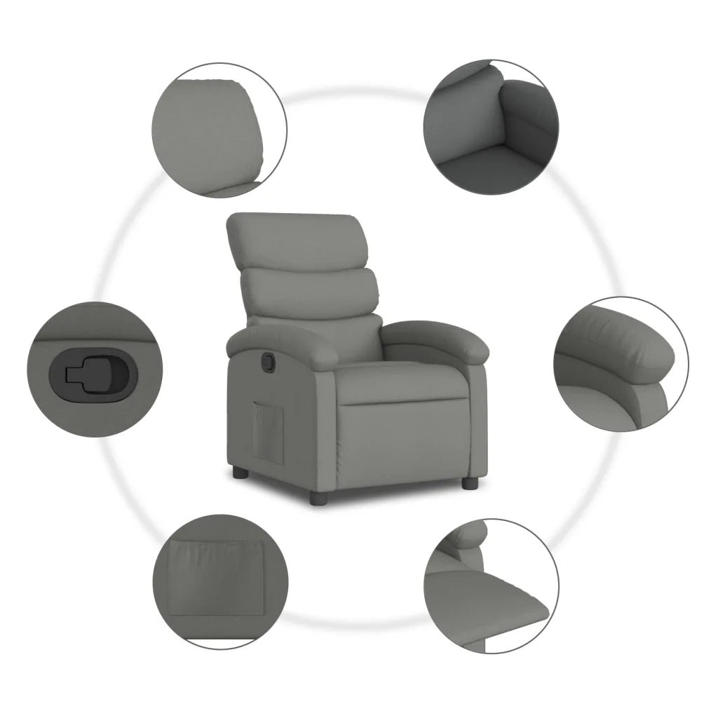 Divano Sedia-Poltrona reclinabile in Tessuto Grigio Scuro 367542