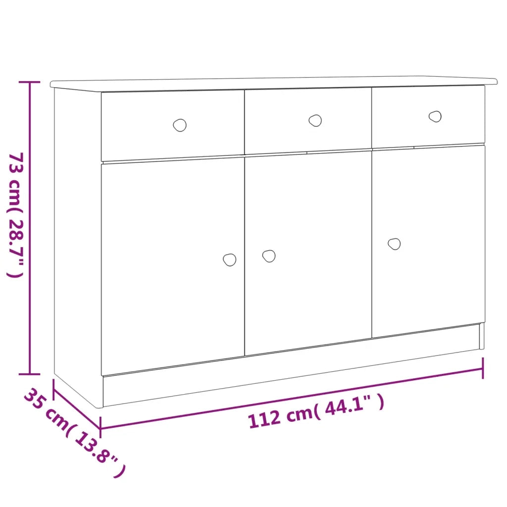 Credenza | Madia | Buffet da pranzo | Armadio da pranzo ALTA 112x35x73 cm in Legno Massello di Pino