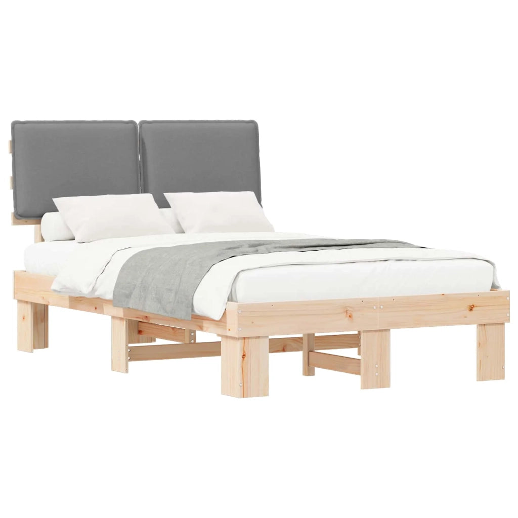 Letto con Testiera Rivestita Grigio chiaro 120 x 200 cm