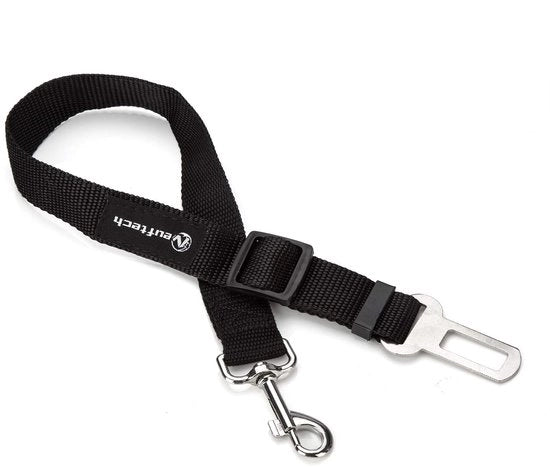 Cinturone di sicurezza per cani - Raccordo regolabile 30-57 cm - Finta nylon - Cinturone di sicurezza per auto - Cinturone per cani - Nero