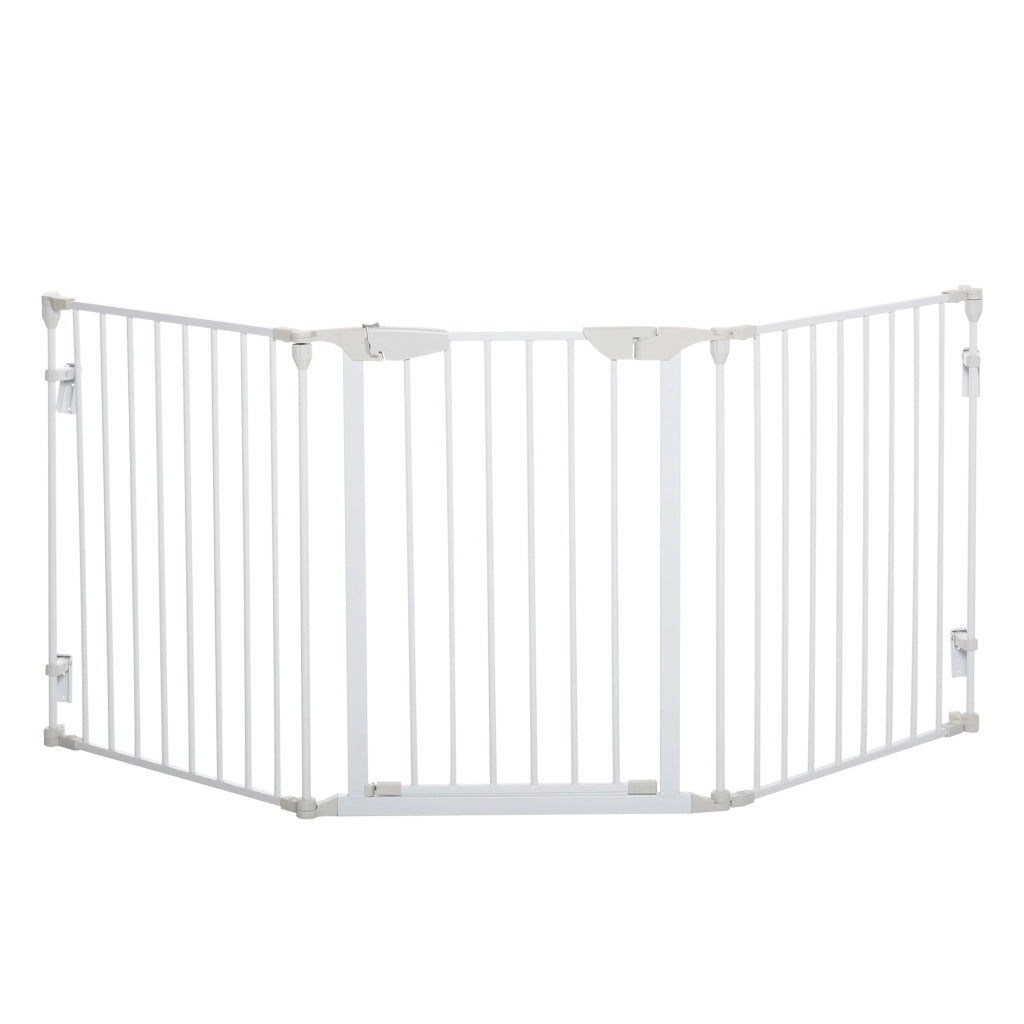 Cancelletto per Cani con Chiusura Automatica 180x3x74,5 cm in Metallo e Plastica Bianco