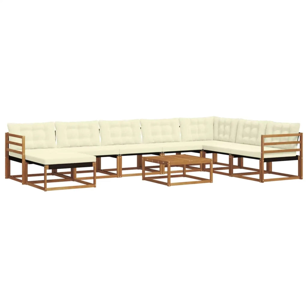 Set di divani da esterno con cuscino 9 pcs Naturale e Crema