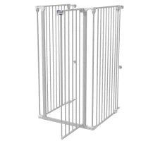 Cancelletto per Cani a 3 Pannelli Pieghevoli con Doppio Blocco, in Acciaio e Plastica, 206x120 cm, Bianco