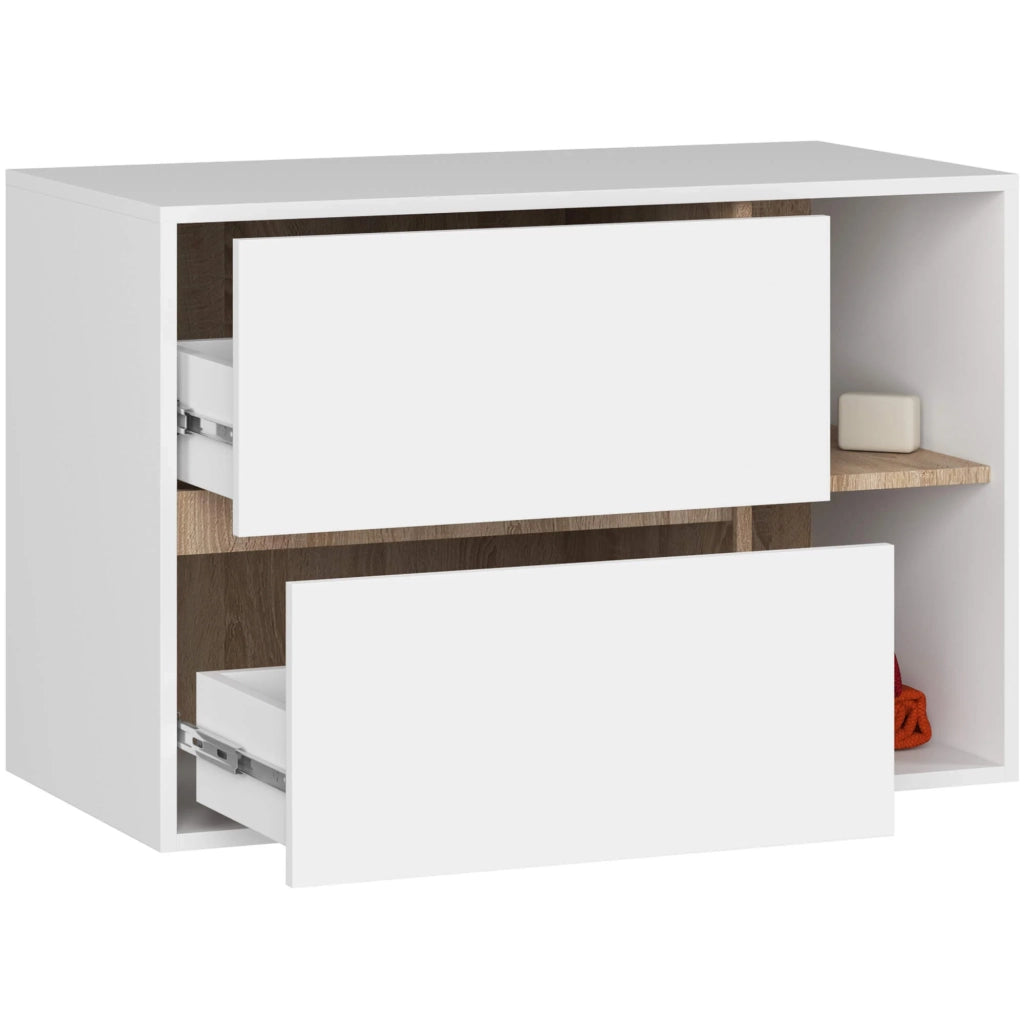 Mobile bagno sospeso senza lavabo VAMI Bianco, Sonoma Quercia 90 cm 2 cassetti 90x45,5x60 cm