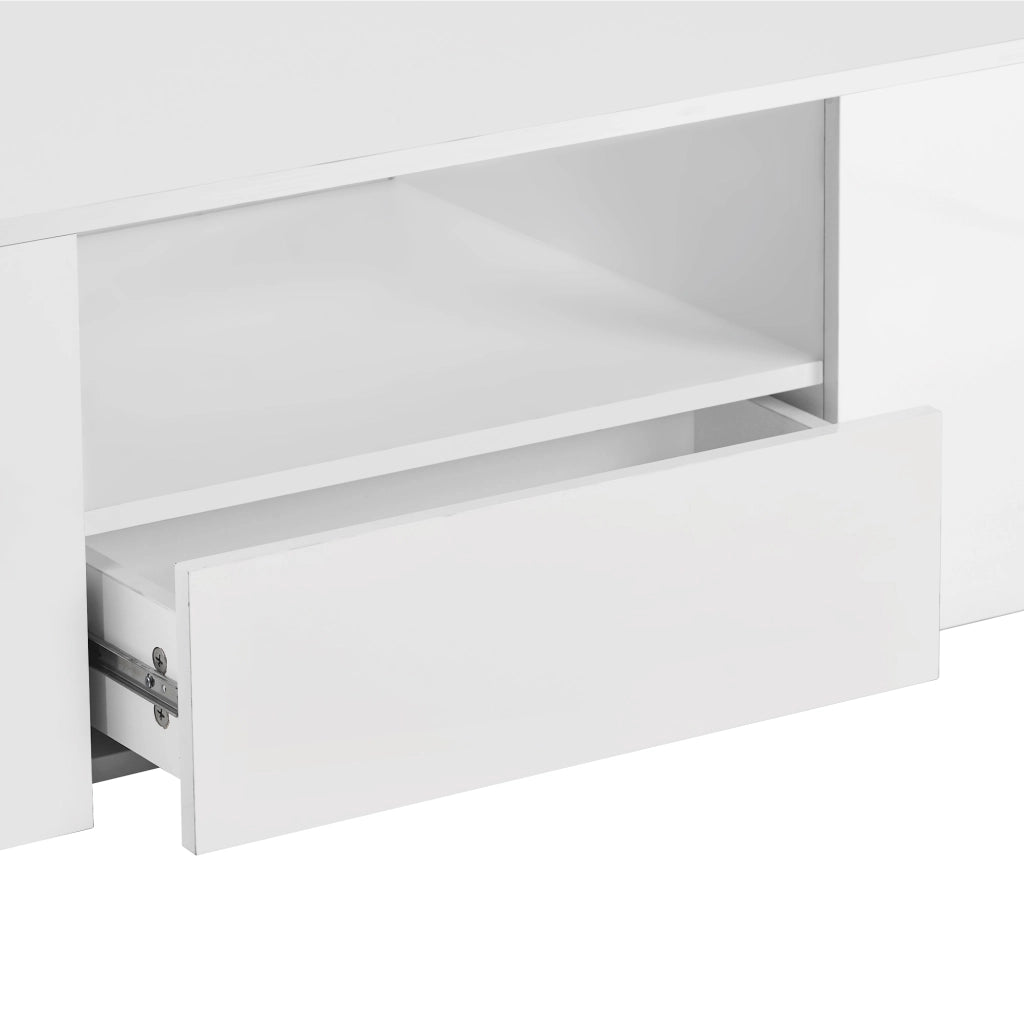 Tavolino da caffè 95x53x37 cm con LED; pannello truciolare bianco