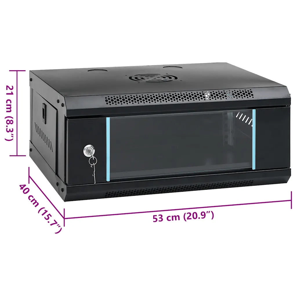 vidaXL Armadietto di Rete a Parete 4U da 19" IP20 53x40x21 cm