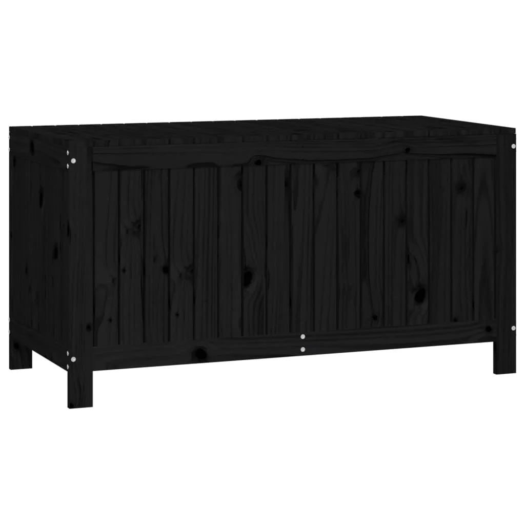 Baule/contenitore da giardino nero 121 x 55 x 64 cm legno di pino massiccio 02_0013111