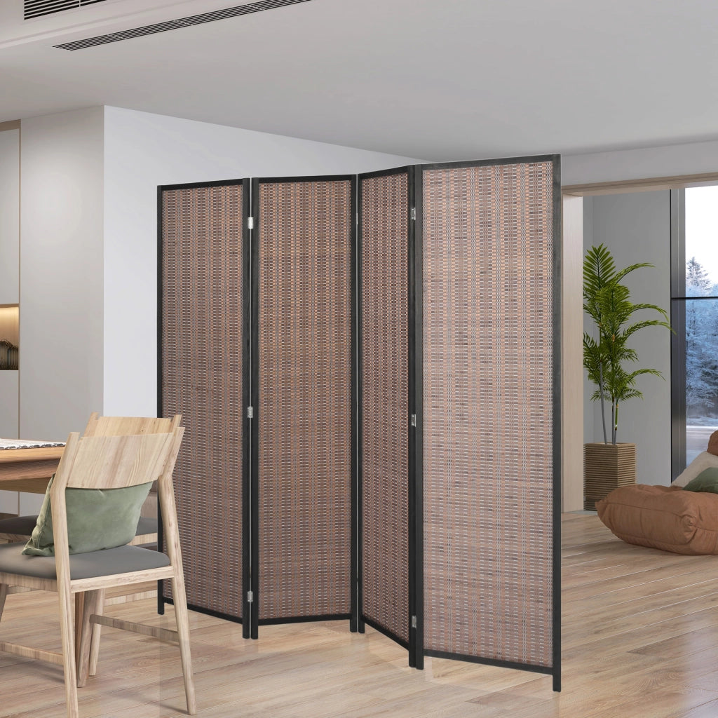 Paravento a 4 pannelli in legno separatore di ambiente pieghevole ¨C zephmum ¨C marrone 180x180 cm