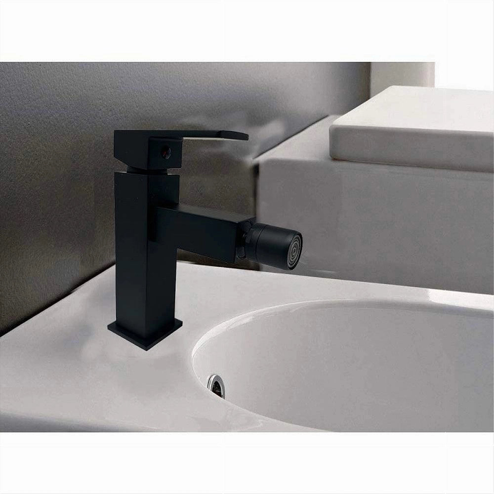 Trade Shop - Rubinetto Per Bagno Ultra Moderno Miscelatore Orientabile Bidet Nero Opaco 87208 -
