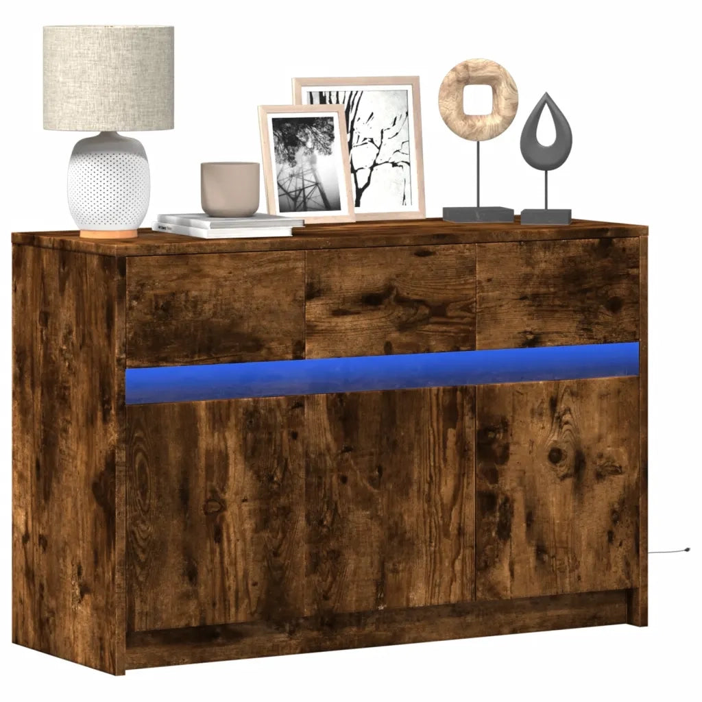 Mobile Porta TV con LED Rovere Fumo 91x34x61 cm in Truciolato 852184
