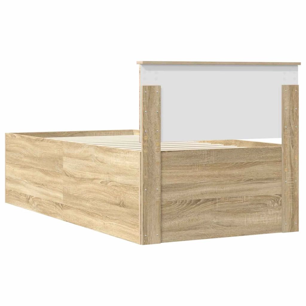 Letto singolo | Letto per adulti | Daybed Rovere Sonoma e Nero 100 x 200 cm Legno multistrato