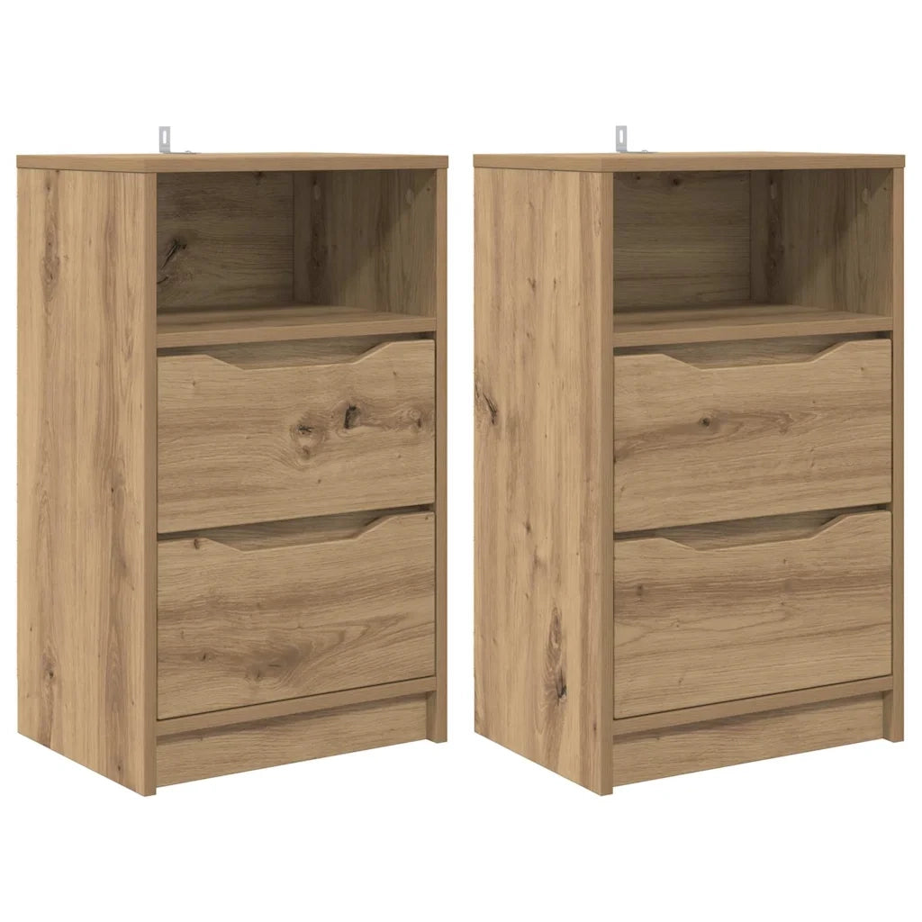 Comodini con cassetto 2 pcs Rovere artigianale 40 x 30 x 467 cm