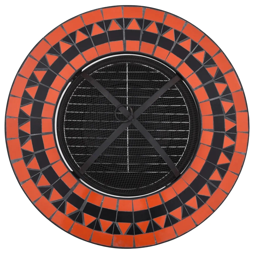Tavolo con Braciere Mosaico Terracotta e Bianco 68 cm Ceramica CFW6606353