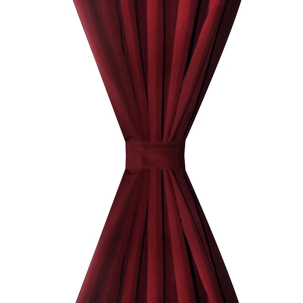 Tende in Micro-Raso Bordò 2 pz con Occhielli 140 x 175 cm 130362