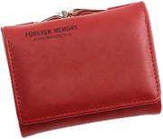 Portafoglio per donna - Portamonete in pelle morbida - Portafoglio piccolo - Materiale PU - Rosso - 10,5x9x3 cm - Portafoglio per donna