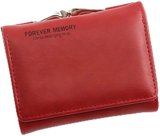Portafoglio per donna - Portamonete in pelle morbida - Portafoglio piccolo - Materiale PU - Rosso - 10,5x9x3 cm - Portafoglio per donna