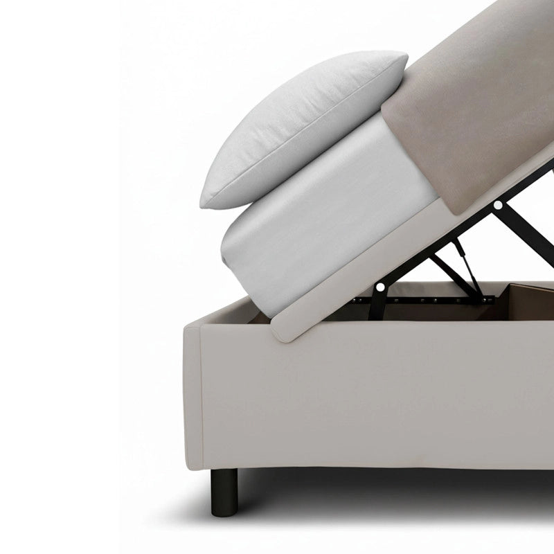 Letto imbottito Singolo 80x190 cm BoxMax - Similpelle,Tortora,Contenitore