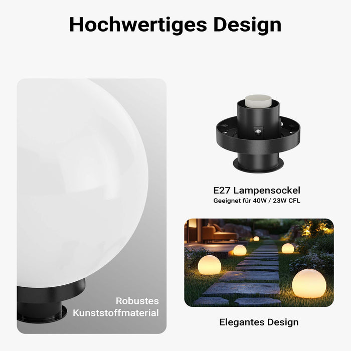 Sfera luminosa per esterno Ø30 cm Lampada da giardino con picchetto IP44 40 W Attacco E-27