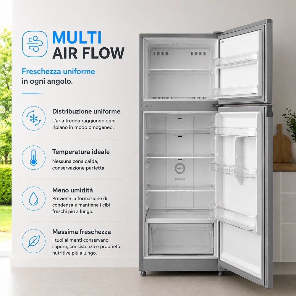 Frigorifero Grigio 413L con Congelatore Tecnologia No Frost Frigo 70x67x172.3 cm