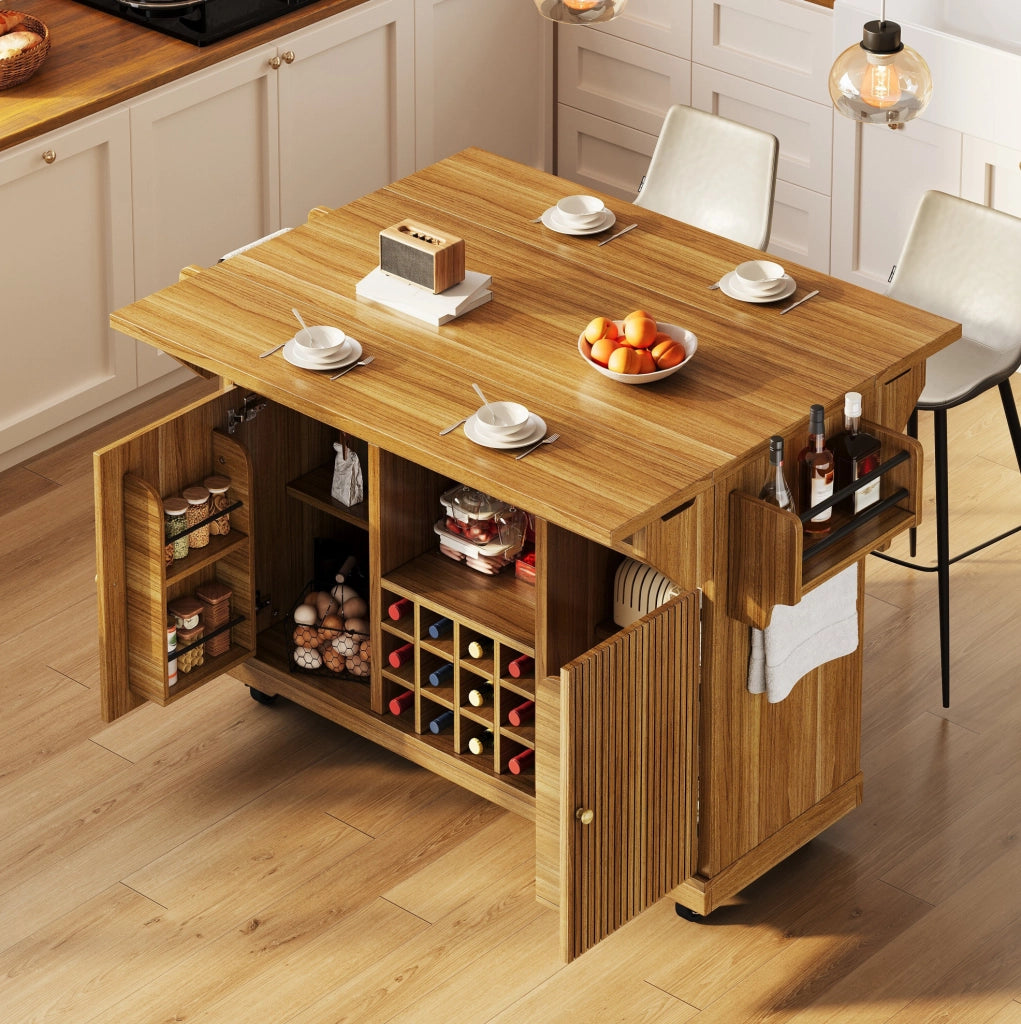 Carrello da cucina mobile con ripiani regolabili e portabottiglie; MDF marrone scuro 142;5x80x95 cm