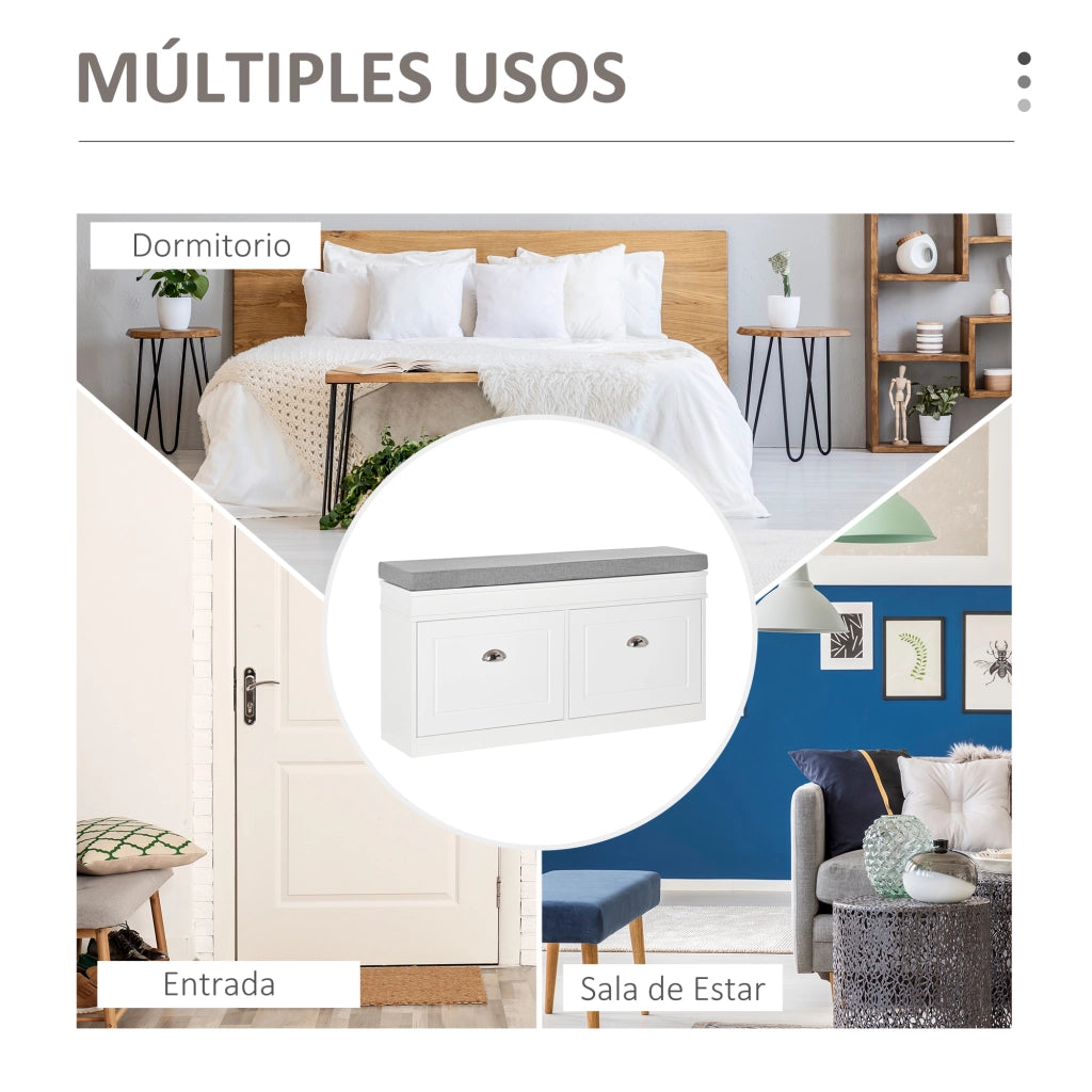Cassa per scarpe con cassetti e ripiani regolabili ¨C zephmum ¨C 104x24x55 cm bianco