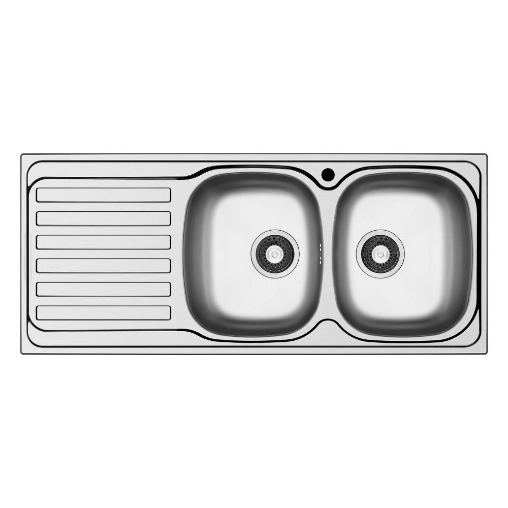 Lavello da incasso Adriatico116 monostampo 2 vasche e gocciolatoio sinistro inox