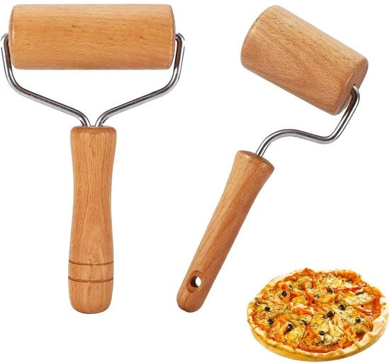 Set di 2 piccole, una piccola e una media rotella di impasto tipo Y, rotella di impasto in legno con manico