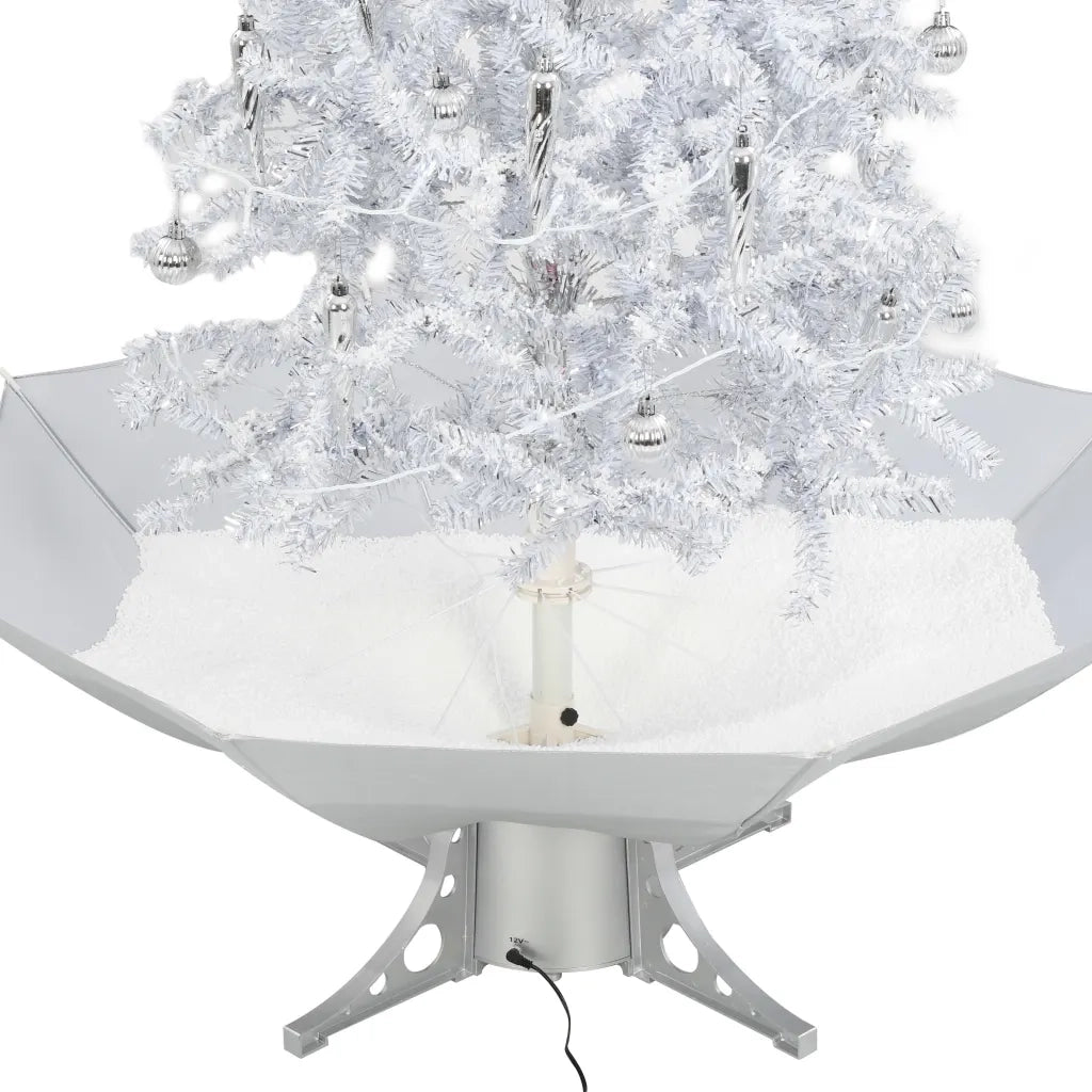 Albero di Natale | Decorazioni natalizie con Neve e Base a Ombrellone Bianco 140 cm