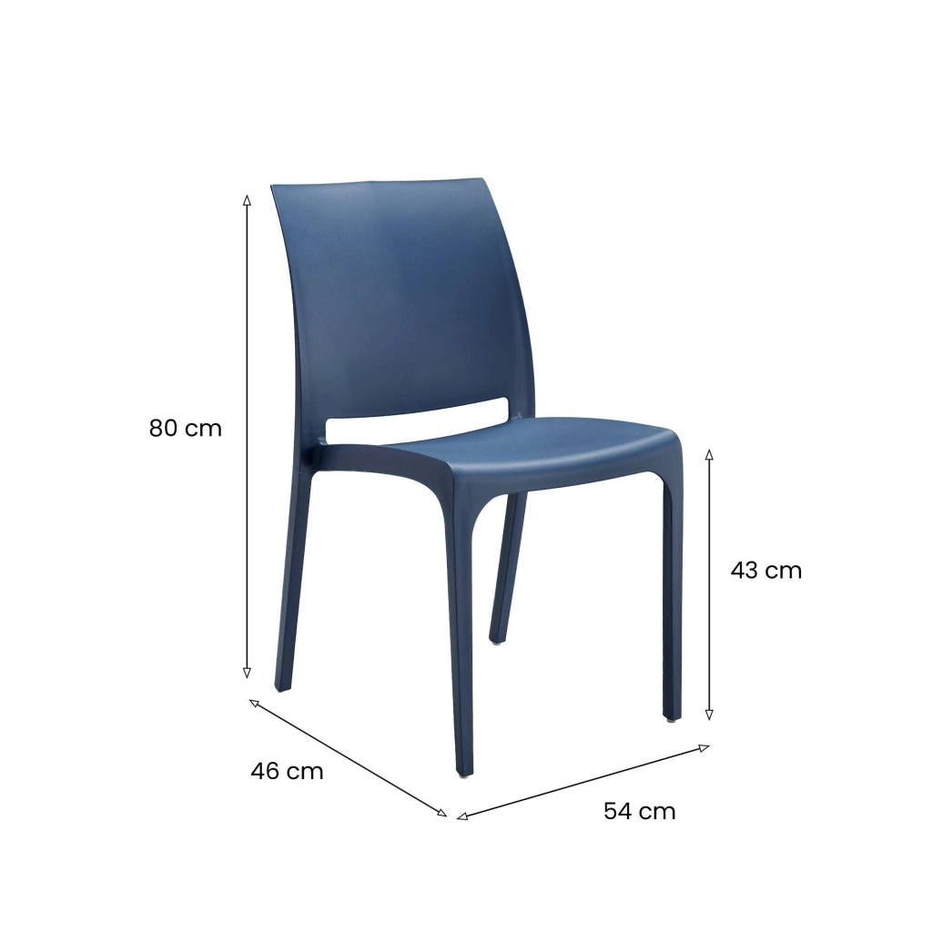 Sedia da esterno Camo, Seggiola da giardino, Seduta outdoor multiuso, Panchina da giardino, Made in Italy, 54x46 h80 cm, Blu