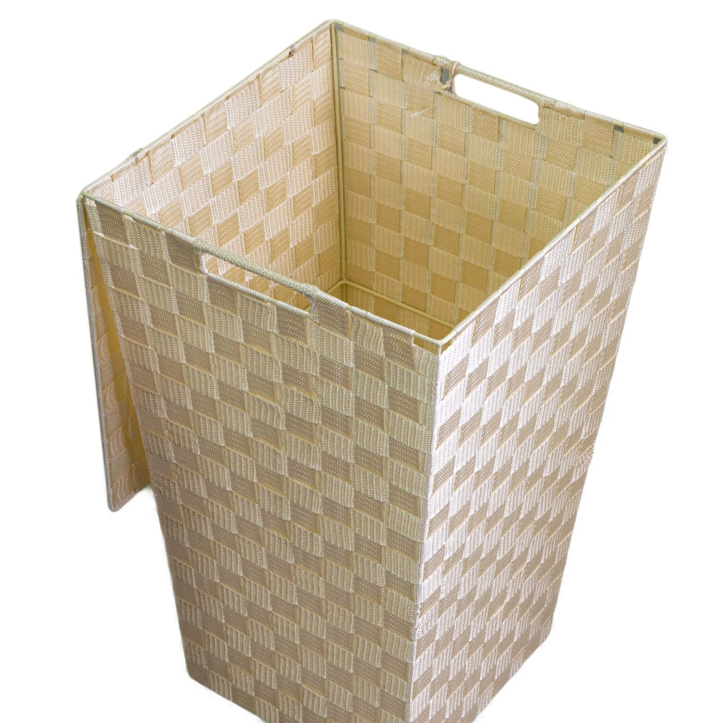 Cesto Portabiancheria in poliestere crema quadro cm 33x33xh53