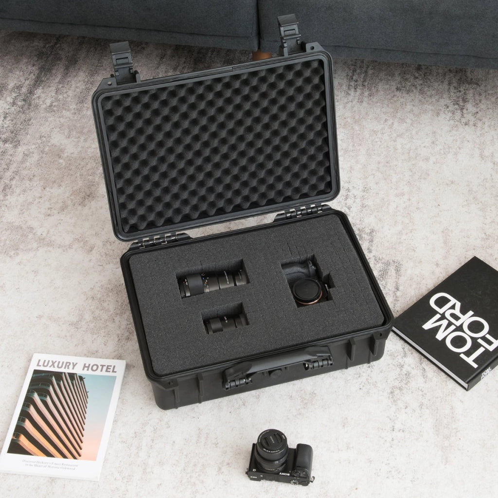 Custodia dura impermeabile portatile per apparecchi elettronici-Scatola asciutta con involucro duro 56x44x22cm Nero