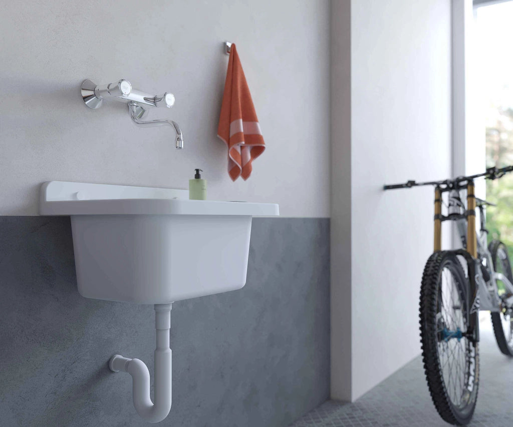 PILOZZO da muro in PP - Dim: 50 cm - Completo di GRIGLIA appoggiatutto - CR - Colore: BIANCO LUCIDO