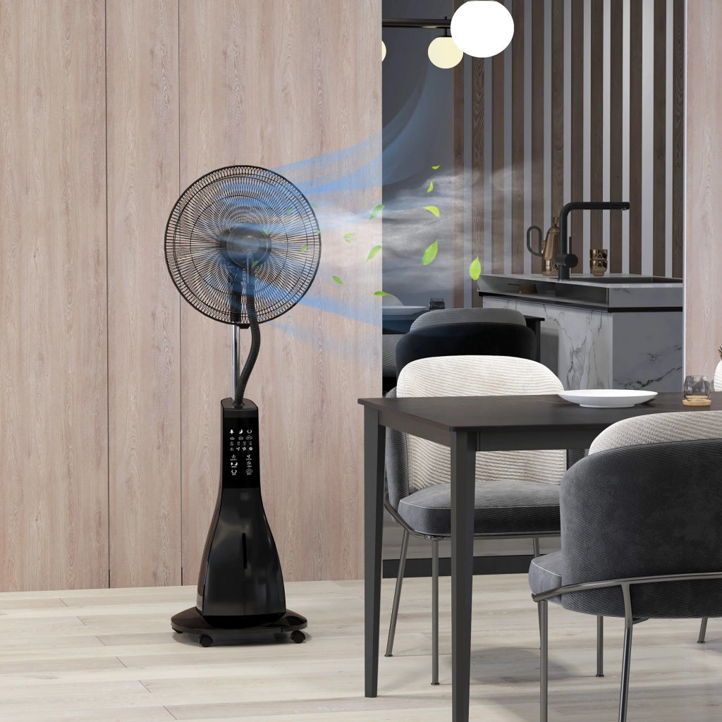Ventilatore Nebulizzatore con Serbatoio 3L, 3 Modalit¨¤ e 3 Velocit¨¤, 44.5x38.5x120 cm, Nero