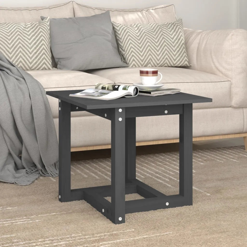 Tavolino da Salotto Grigio 50x50x45 cm Legno Massello di Pino 822174
