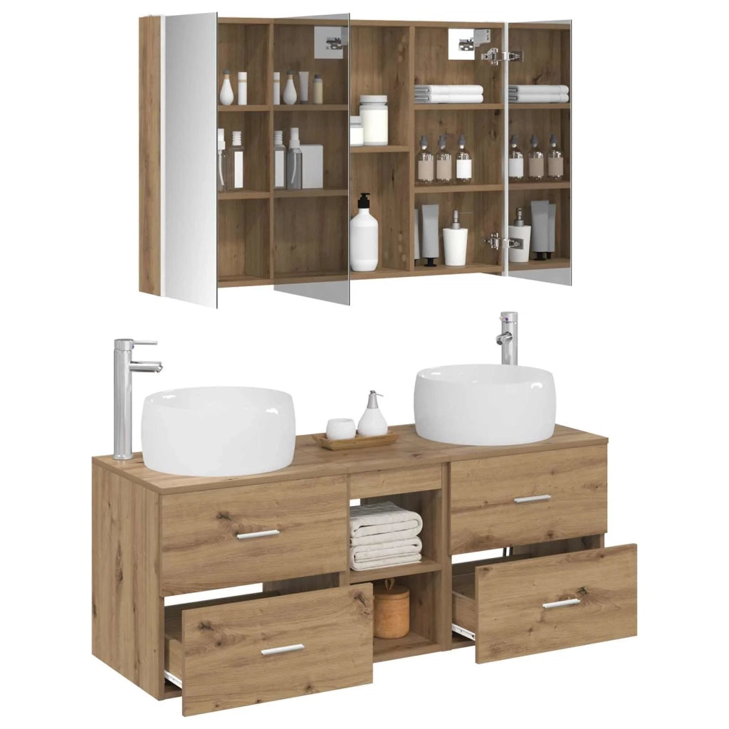 Set di mobili per il bagno 4 pcs Rovere Artigianale 3407030