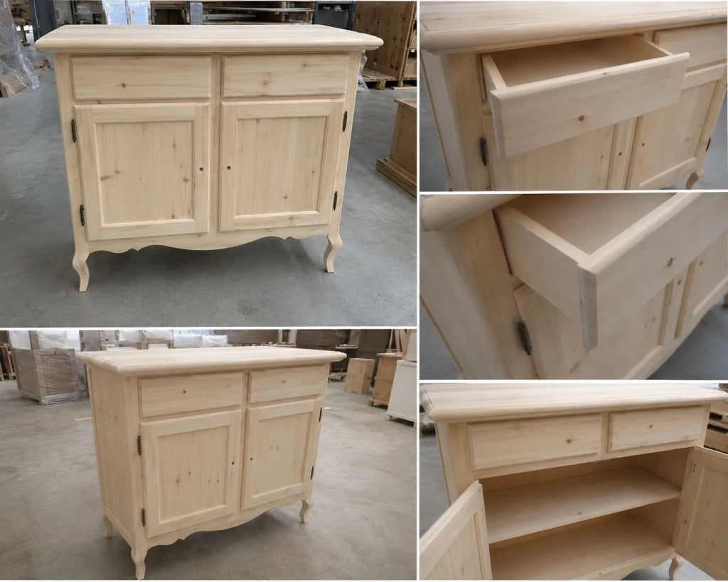 Madia credenza in legno 2 porte grezza l.114 p.49 h.97 (3064) - Mobili 2G