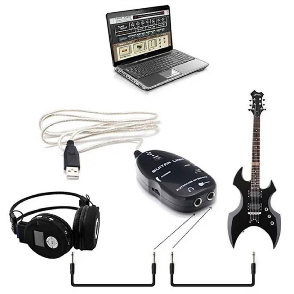 Trade Shop - Adattatore Amplificatore Per Chitarra Basso Interfaccia Usb Cavo Cuffie Jt3624 -